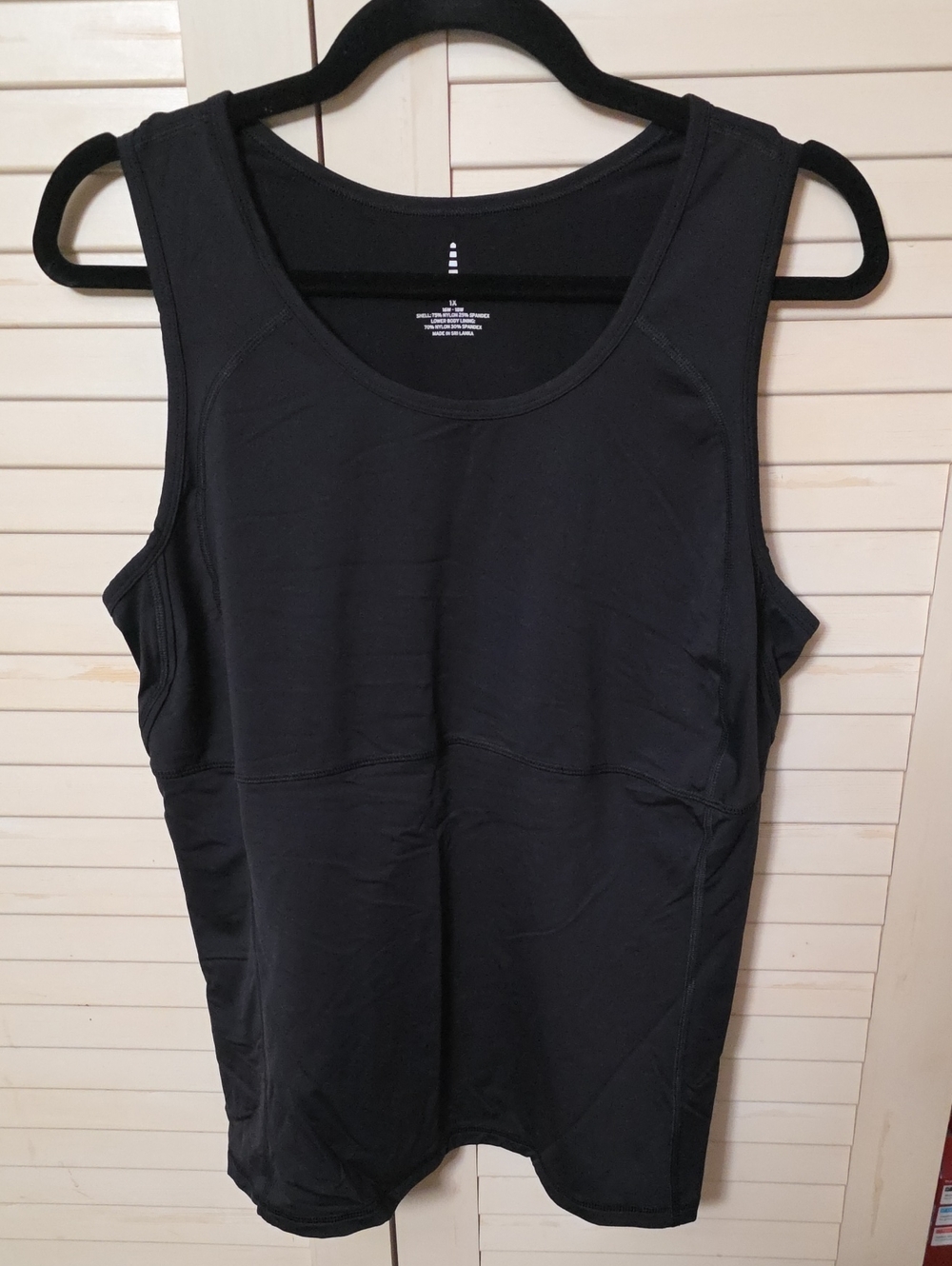 Lands' End Women's Plus Size 1X Black Compression Support Tank Top 16W-18W